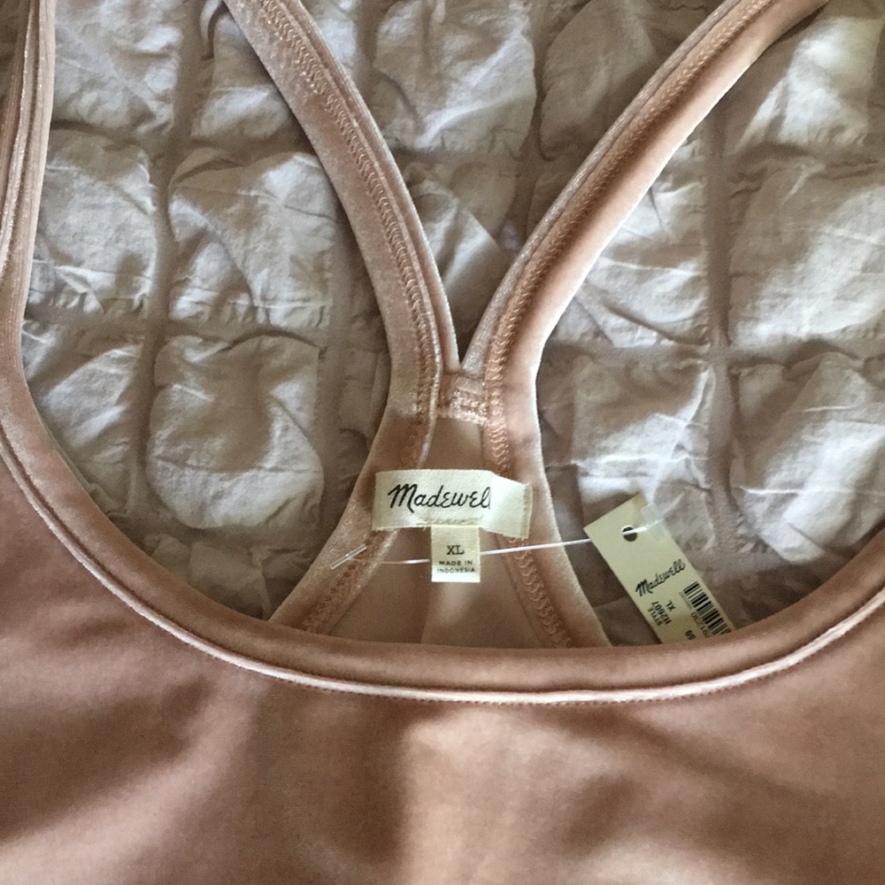 NWT Madewell Pink Velvet Racerback Bodysuit XL $50 - Picture 2 of 2